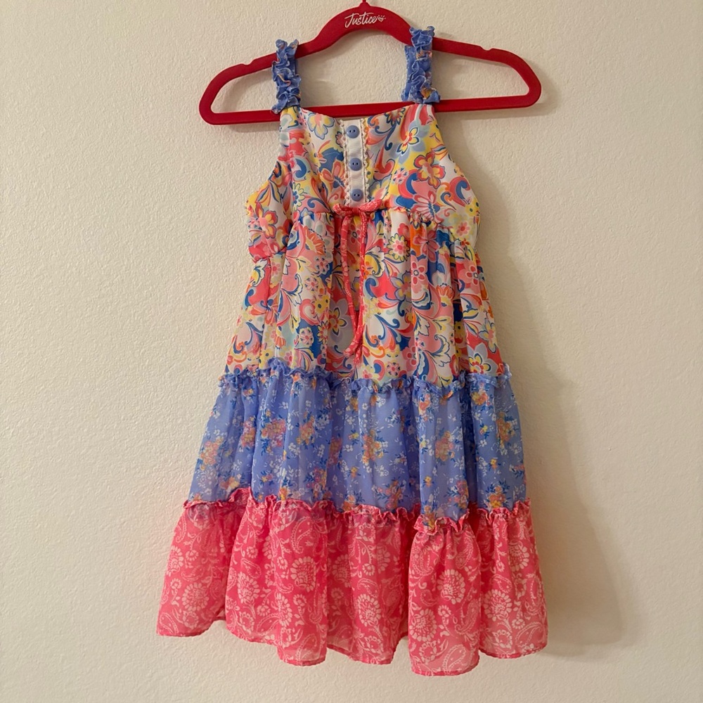 Jona Michelle Pink and Blue Floral Dress